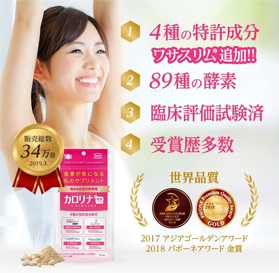 Amazon | ODECO.MART カロリナ酵素プラス 4種の特許成分配合 120粒30日