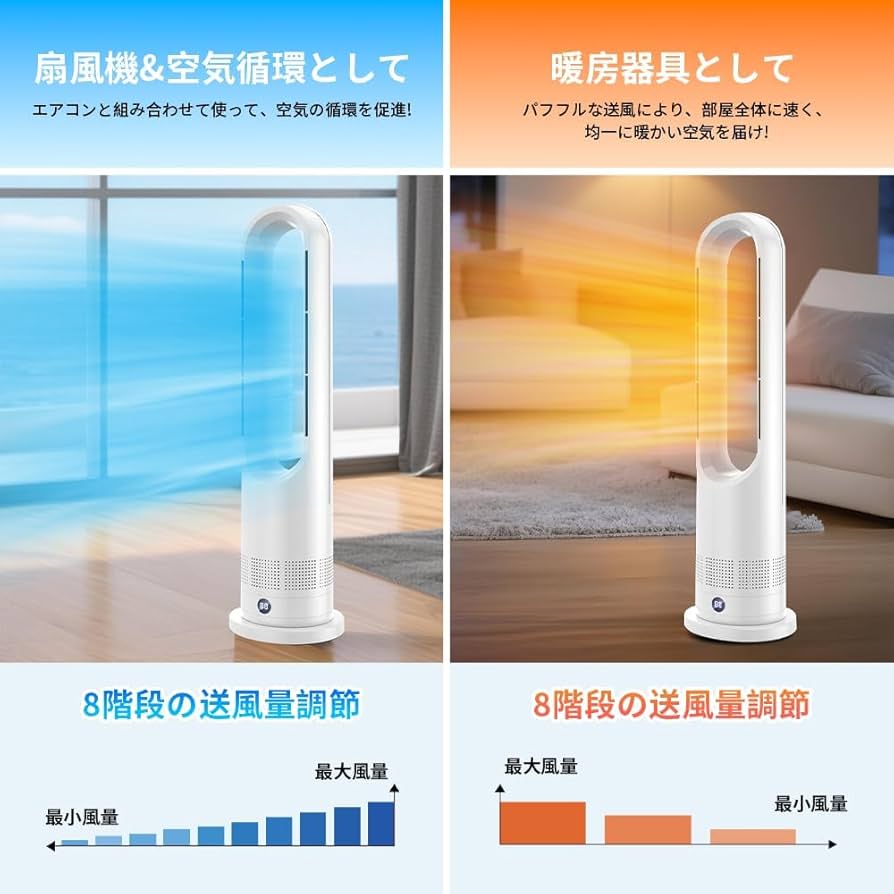 Amazon | セラミックヒーター タワーファン ファンヒーター スリム