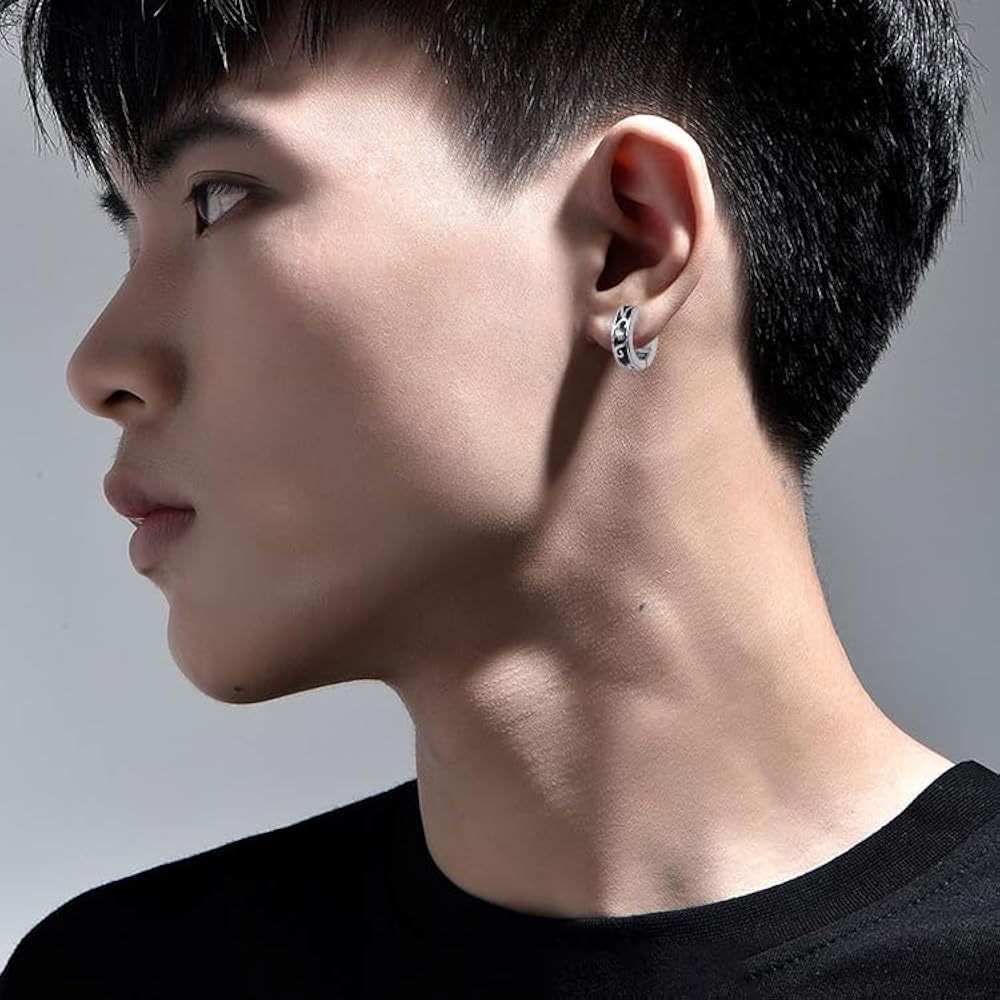 Amazon | YT.JYUERI ピアス メンズ 黒 両耳 フープピアス ジルコニア