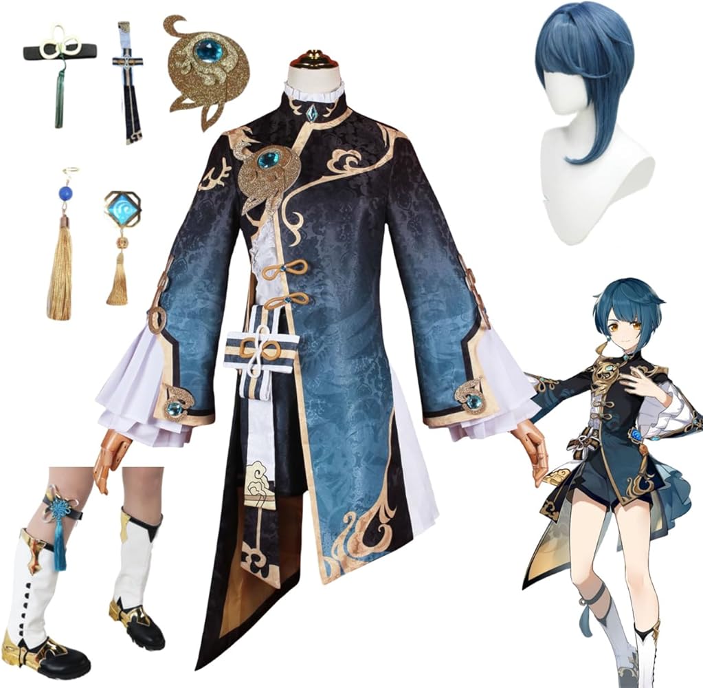 Amazon.co.jp: [HUNIY] 原神 行秋 ゆくあき コスプレ衣装 豪華版 フル