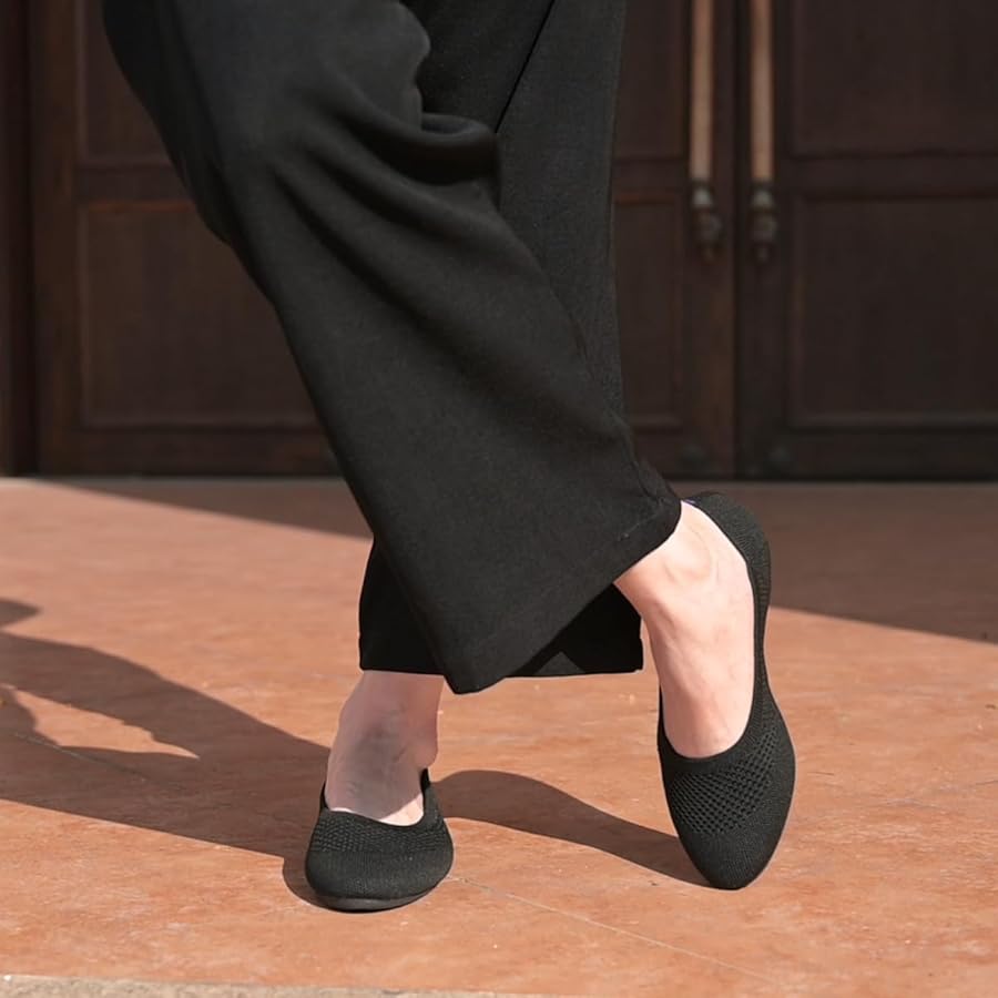 Amazon.com | Puxowe Women's Ballet Flat Shoes Round Toe Knit Dress