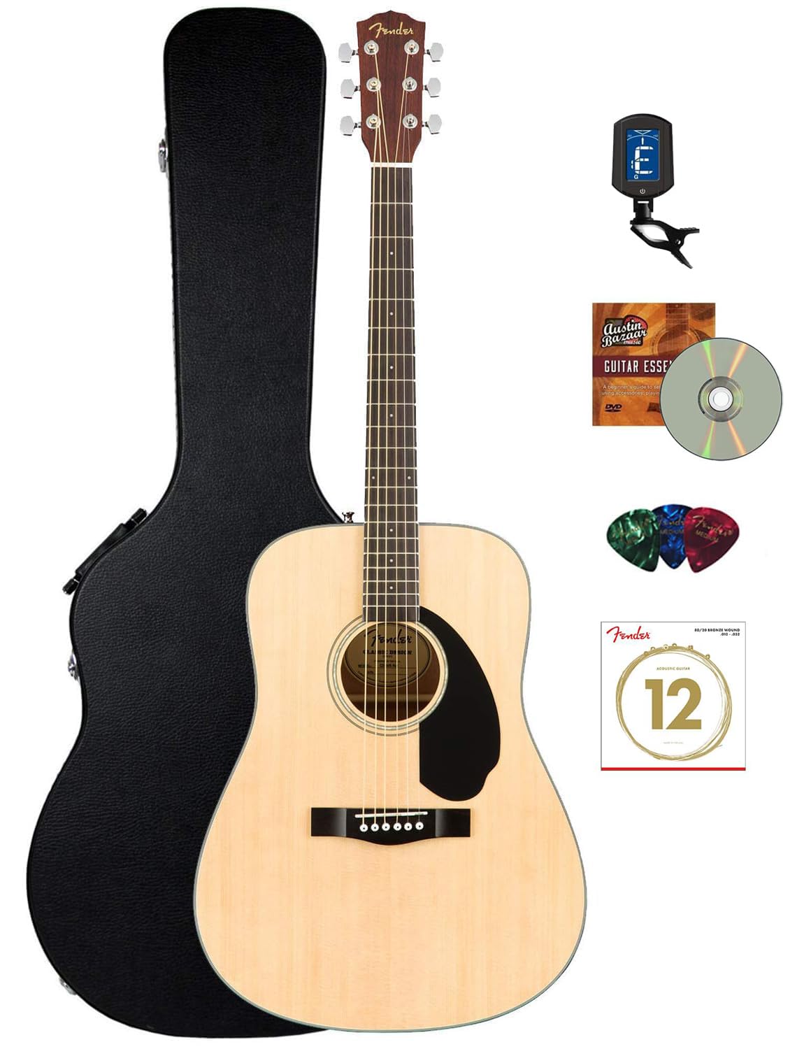 Amazon.com: Fender CD-60S Acoustic Guitar - Natural Bundle with