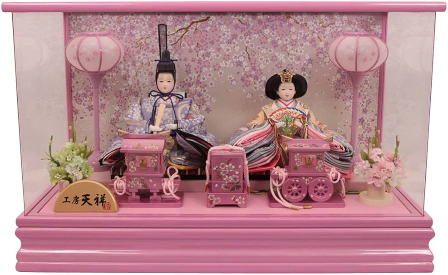 Amazon.co.jp: 人形工房天祥 雛人形 ケース飾り 二人飾り 間口（横幅