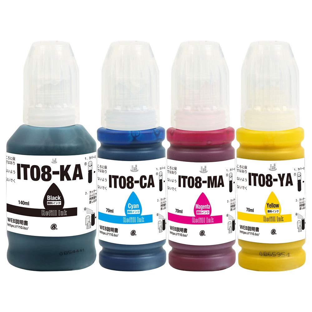Amazon.co.jp: IT08 (鉛筆削り) 4色パック 全色顔料 EPSON互換インク