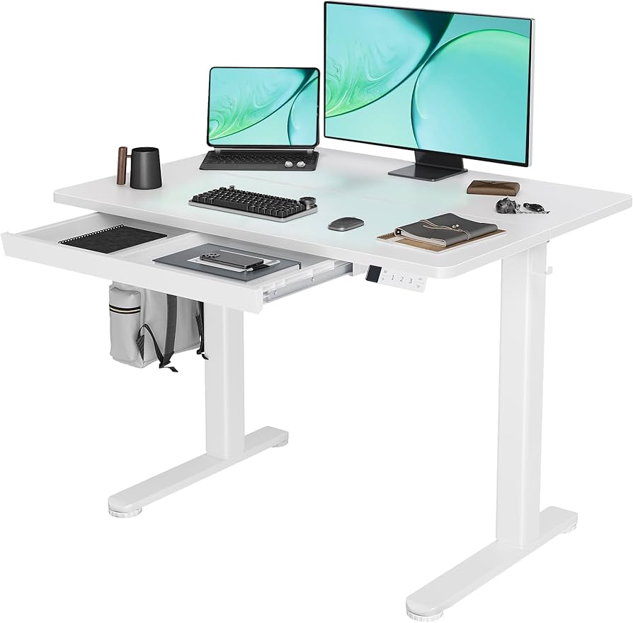 Amazon | Claiks 昇降デスク 幅100cm 引き出し付き デスク 高さ