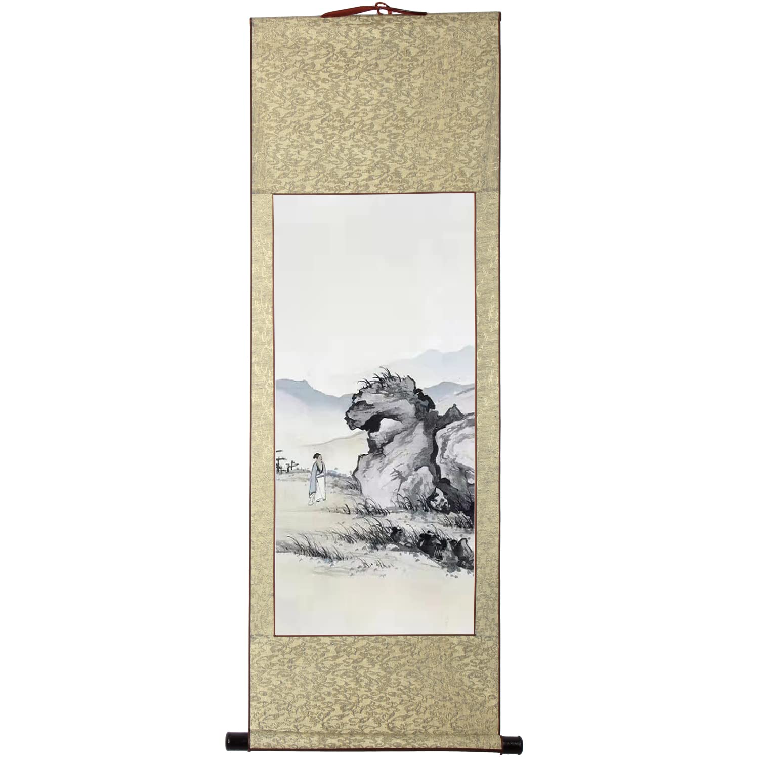Amazon.co.jp: 画家手描き 掛軸 掛け軸 おしゃれ 水墨山水画 王維遊山
