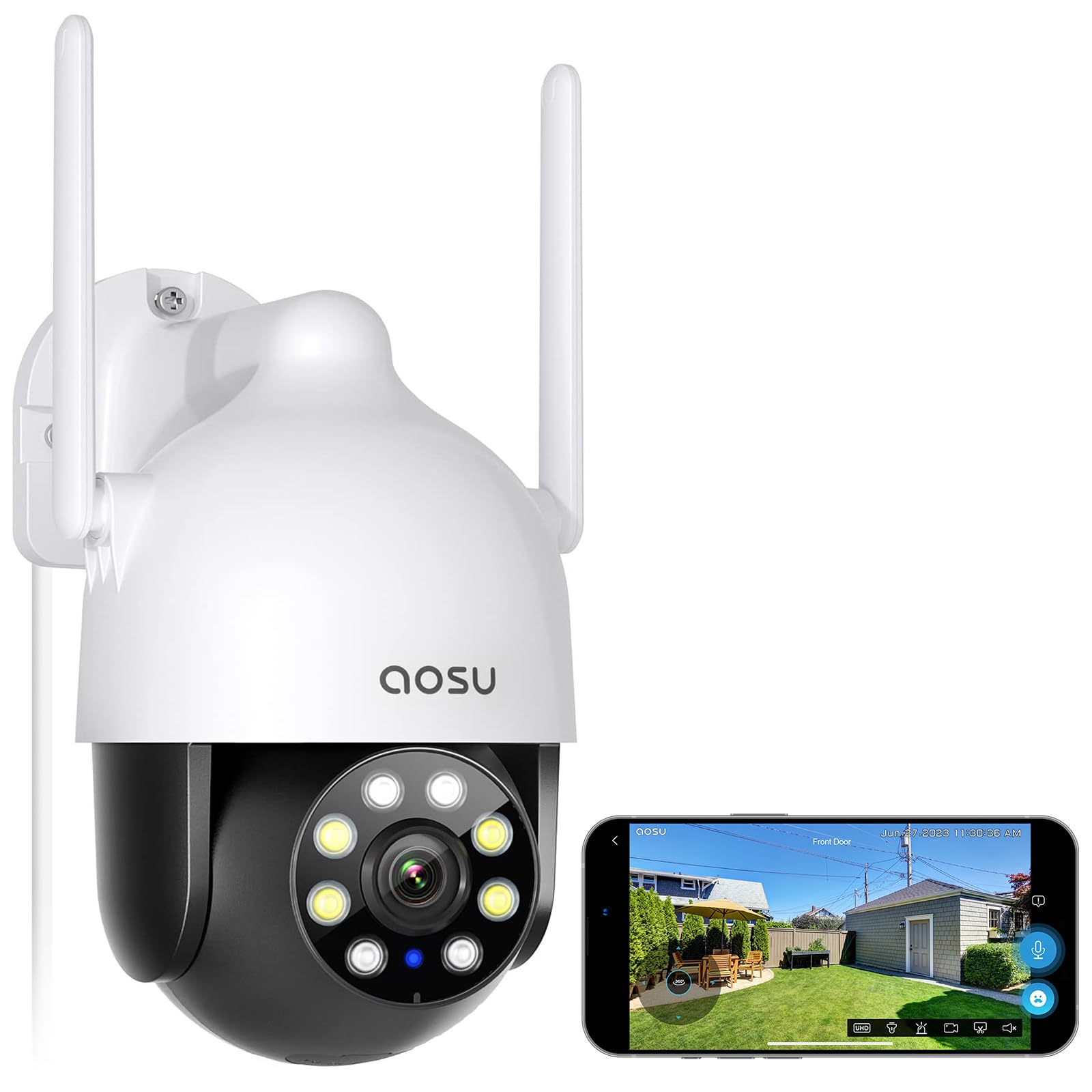 Amazon.co.jp: aosu 防犯カメラ 屋外 自動追尾機能 wifi 3MP 家庭用 24