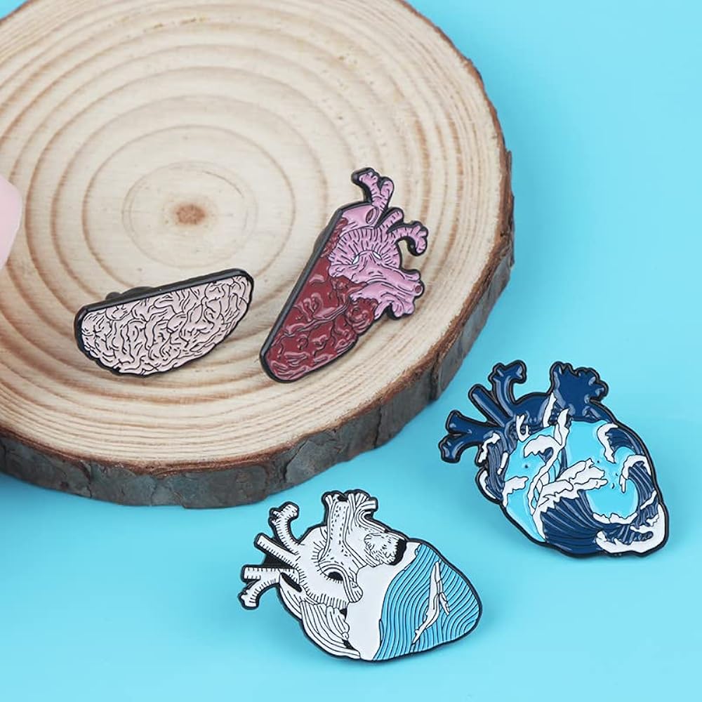 Amazon.com: Ximimark 4 PCS Half Organ Heart Brain Enamel Pin