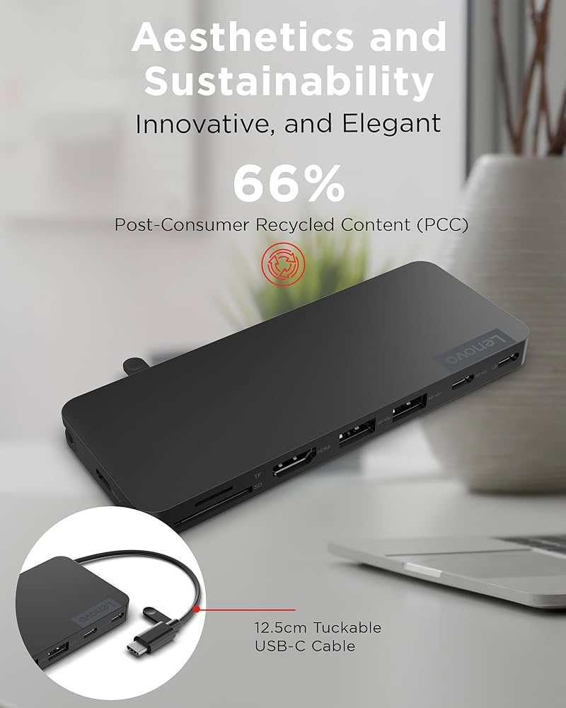 Amazon.com: Lenovo USB-C Slim Travel Dock, 8 Ports, Up to 65W PD