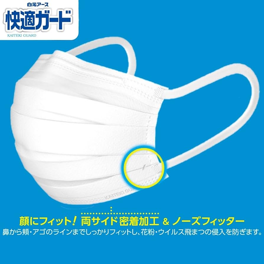 Amazon.co.jp: 白元アース 快適ガード マスク ふつうサイズ 30枚入【個