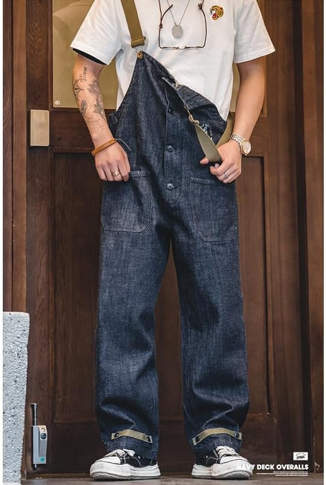 Amazon | [karaku] オーバーオール メンズ 綿100% 多ポケット