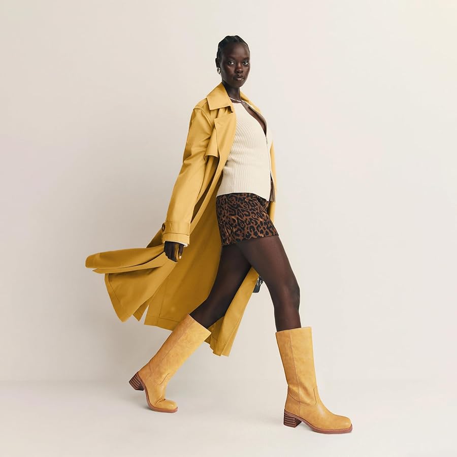 Amazon.com: VOMIRA Women's Knee High Wide Calf Brown Square Toe