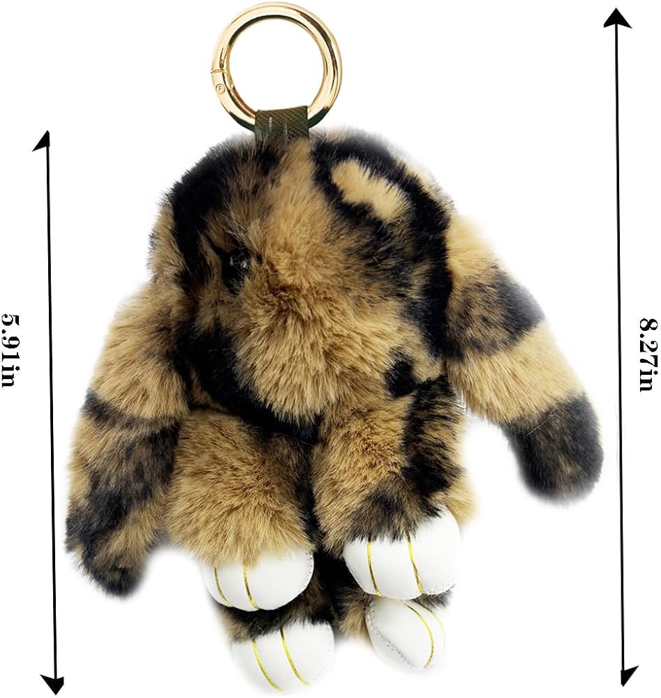 Unpafcxddyig Bunny Keychain Large Cute Rex Rabbit Faux Fur Key