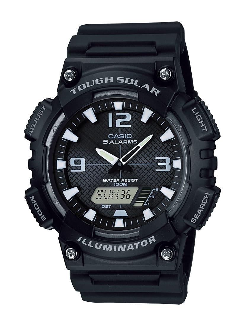 Casio Men's AQS810W-1AVCF Solar Sport Combination Watch, Black