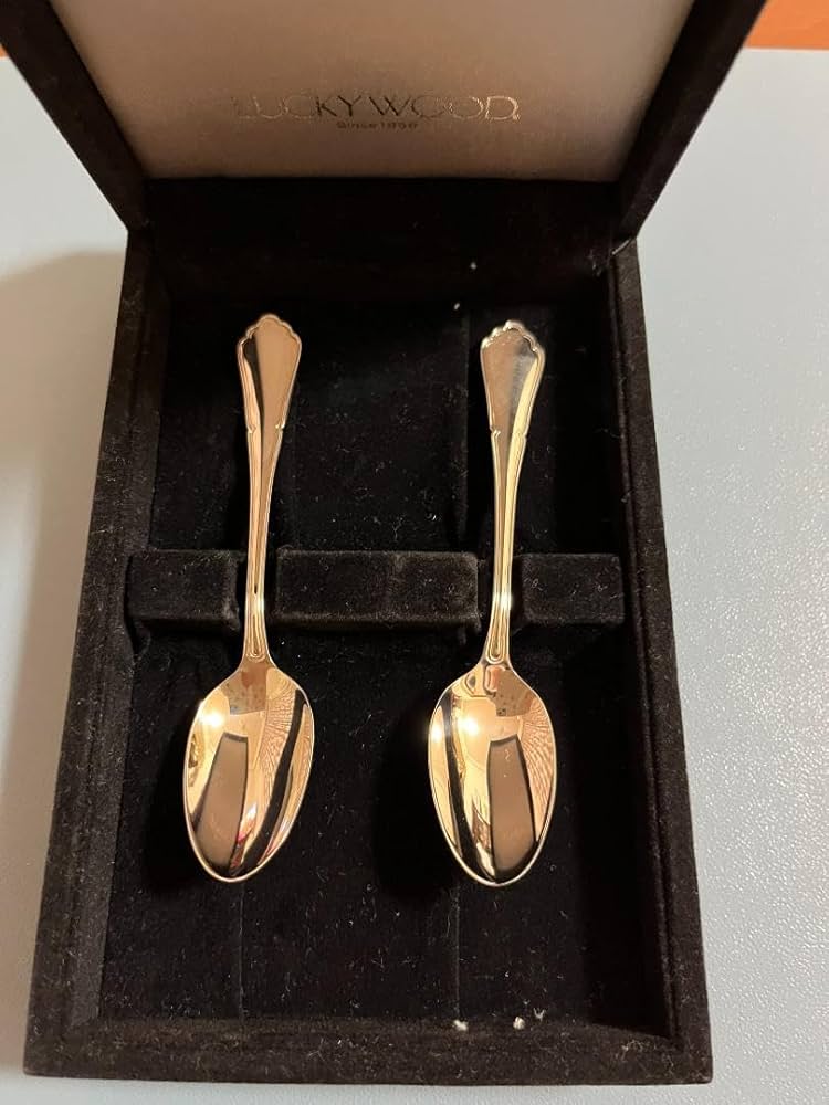 Amazon.co.jp: レア ラッキーウッド 純銀99.99洋食器 ヒメスプーン2本