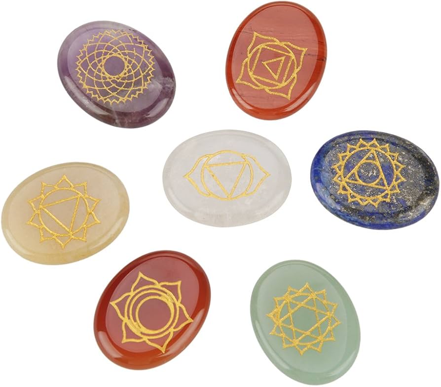 Amazon.co.jp: チャクラストーン、7個/セットの技量が刻まれた精神的な