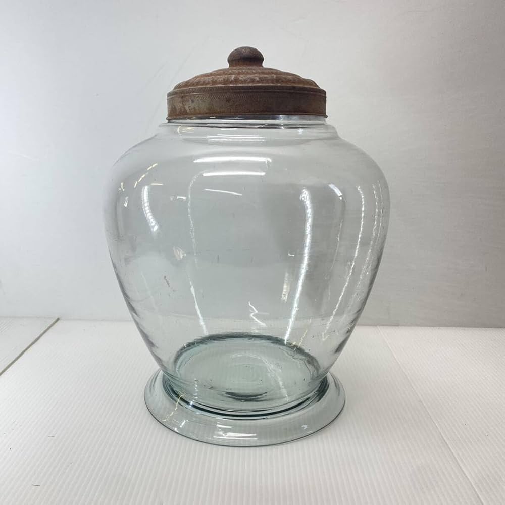 Amazon｜地球瓶 レトロ 菓子瓶 ガラス瓶 気泡 アンティーク 蓋付