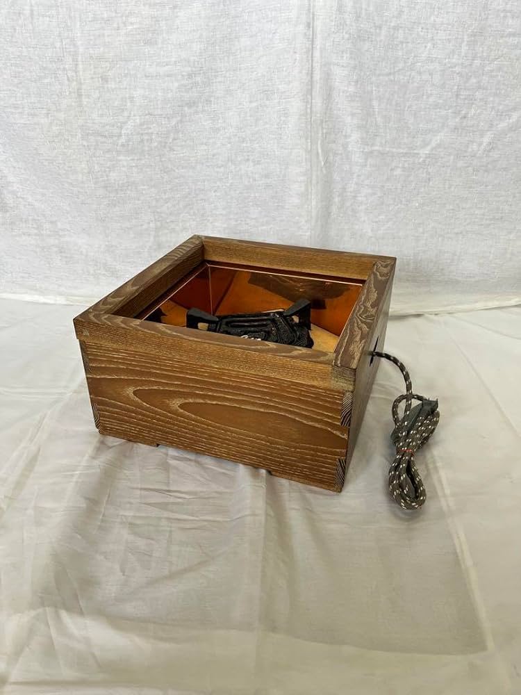 桑置炉 炭型 電熱器 茶道具 置炉 焼杉置戸 桑色 銅 野々田商店 美品