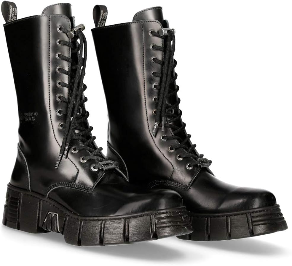 Amazon.com | New Rock M-WALL027N-C2 Boots Black Leather Wall Rock
