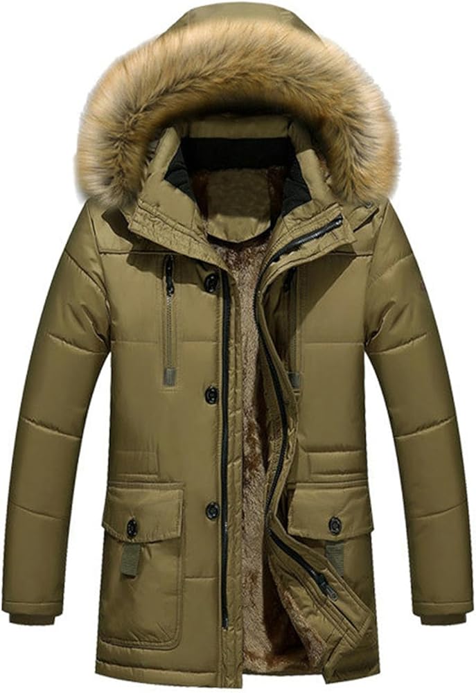 Thicken Men's Down Jacket With Big Real Fur Collar Warm Parka