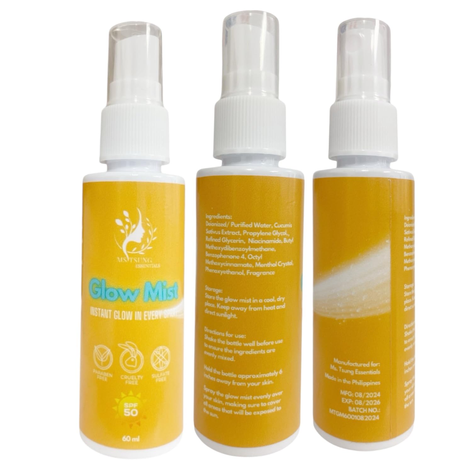 Amazon.com: 1 Bottle Ms. Tsung Essentials GLOW MIST SPF 50, 60ml