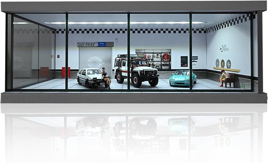 Amazon.co.jp: NUEIOVRW 1 64 ジオラマ カーガレージモデル LED照明