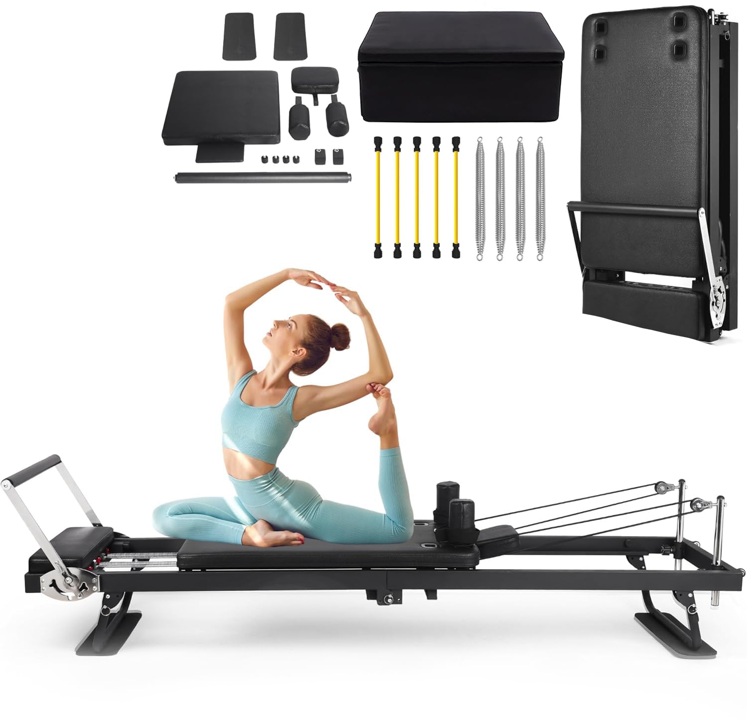 Amazon.co.jp: Habetove 折りたたみ式ピラティスリフォーマー セット