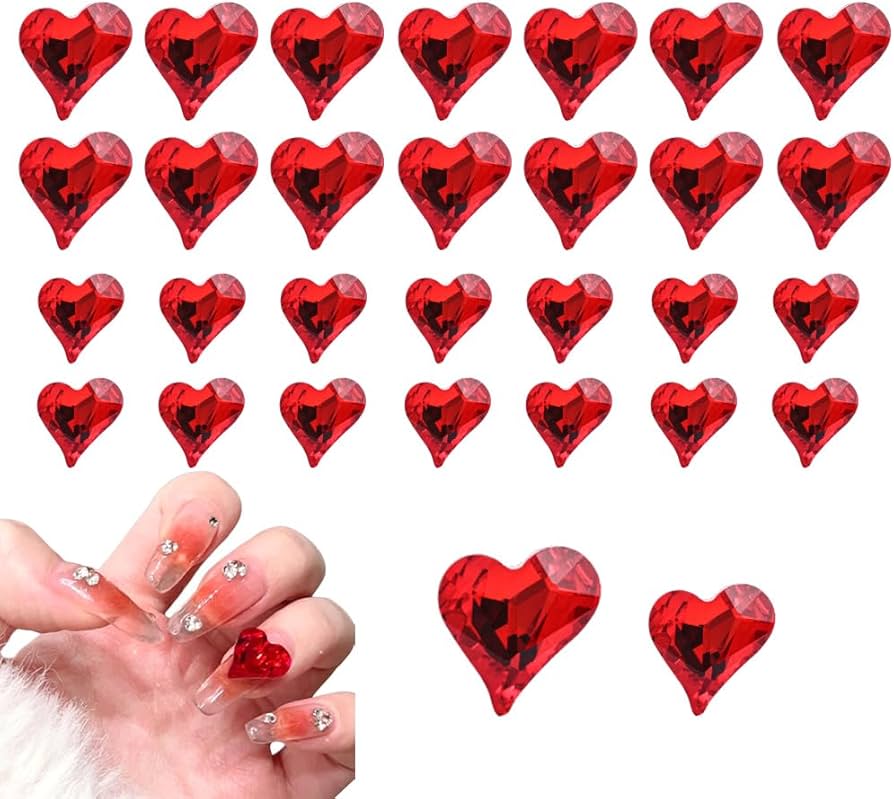 Amazon | Chisafly ネイルパーツ ハート 大きい 30個セット ネイル