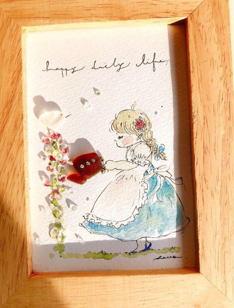 Amazon.co.jp: 幸せな水やり.。かわいい少女と幸せを運ぶことり