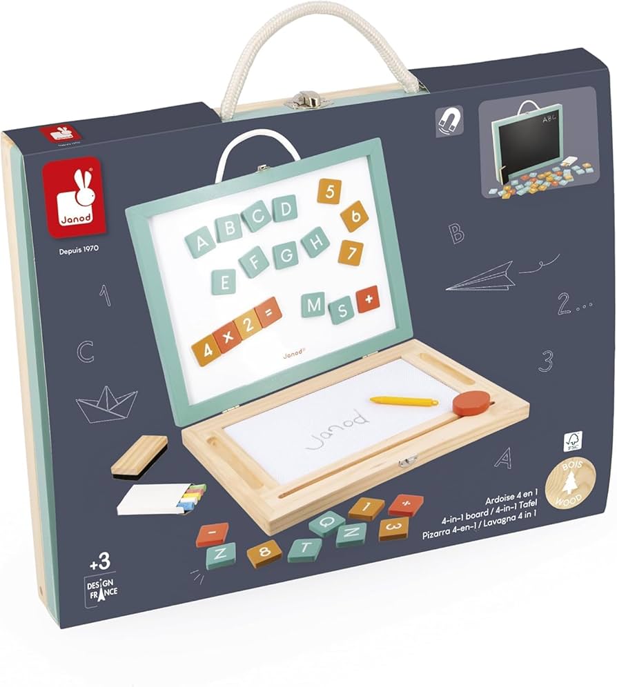 Amazon.com: Janod - J09626 4-in-1 Wooden Children's Board - Set of