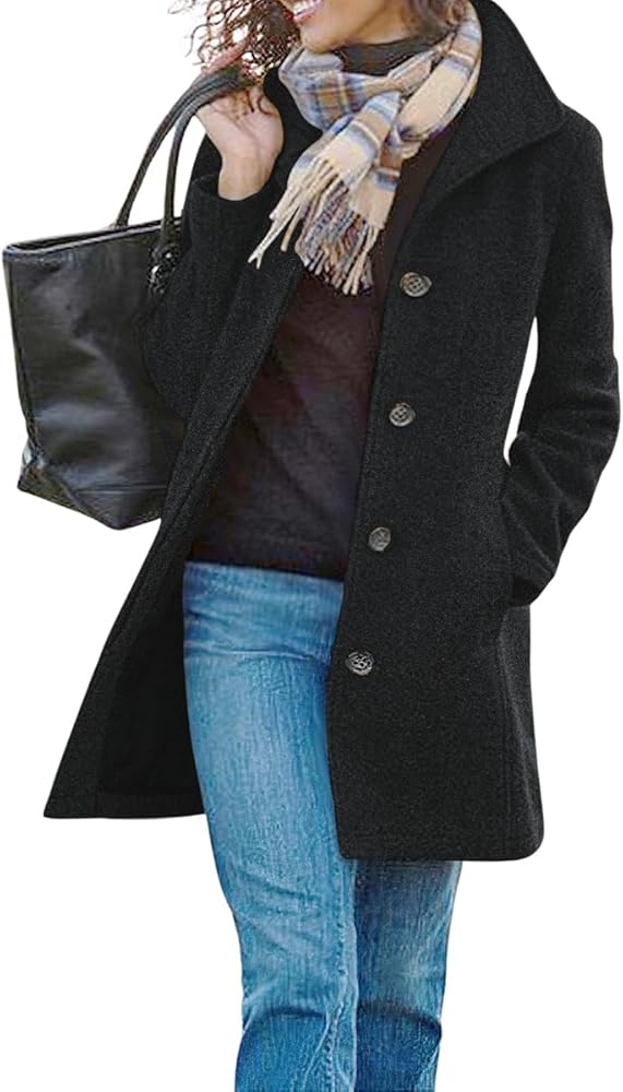 Amazon.com: chouyatou Women's Winter Wool Blend Pea Coat Single