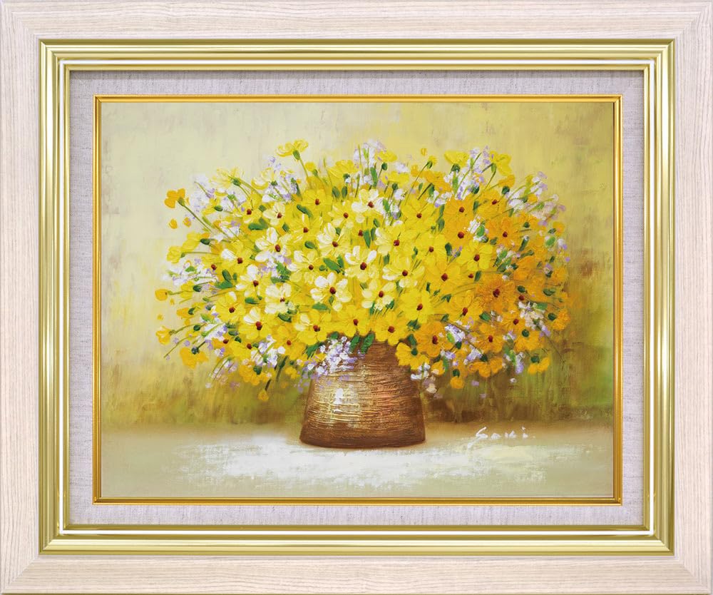 Amazon.co.jp: 手描き油絵 木村 咲 黄色い小花 F6 画家本人手描き 絵画