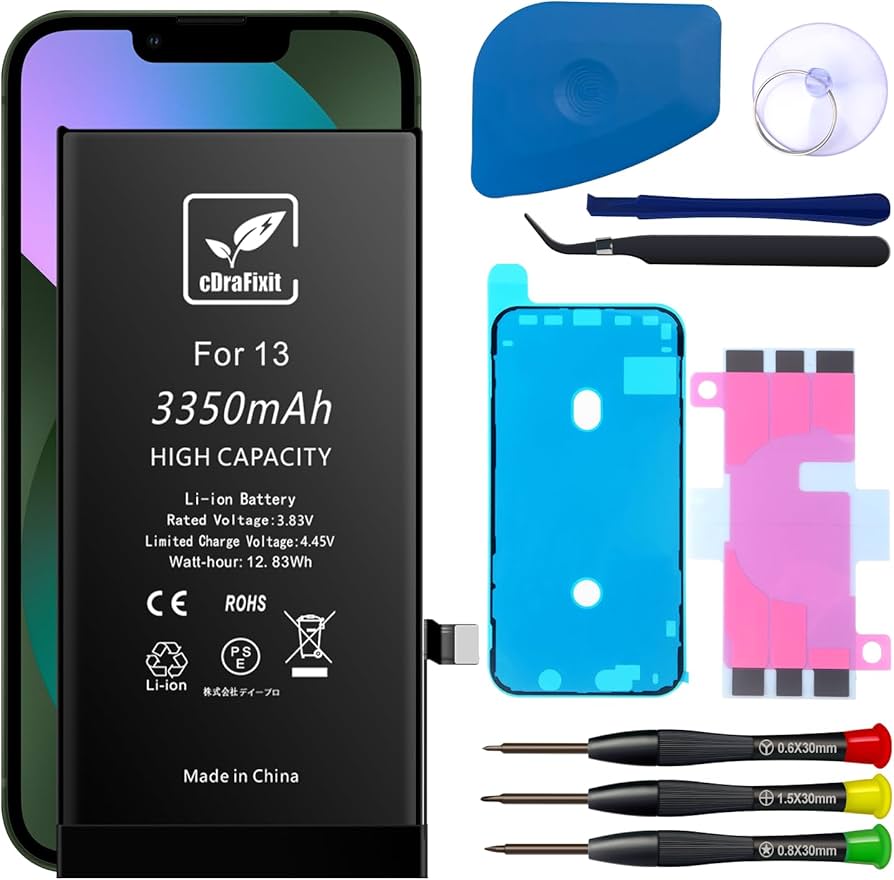 Amazon | cDraFixit For iphone13 バッテリー交換 3350mAh: iいphone13