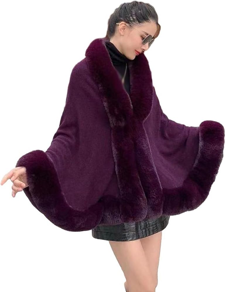 Amazon | [RAMEMO] レディース 毛皮ケーう 毛皮コート ポンチョ ファー