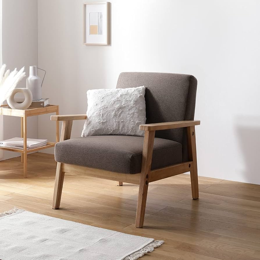 Amazon｜RASIK ソファー 1人掛け 1人用 ファブリック 肘付き 天然木