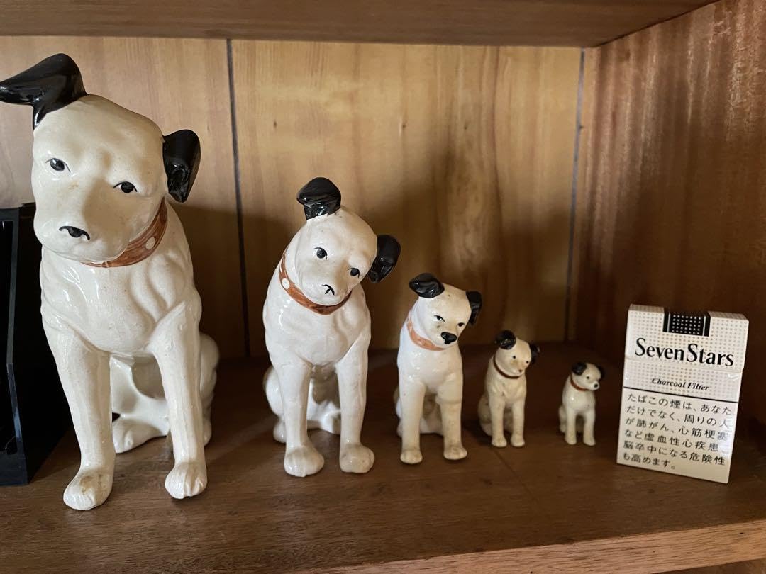 希少レトロ】☆昭和レトロ ビクター ニッパー 犬5匹 ミニ陶器 置物