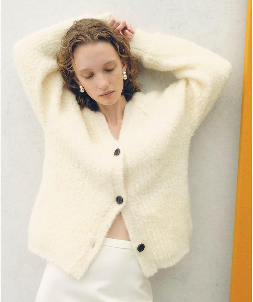 Amazon | [アダムエロペ] モヘヤウールニットカーディガンブルゾン