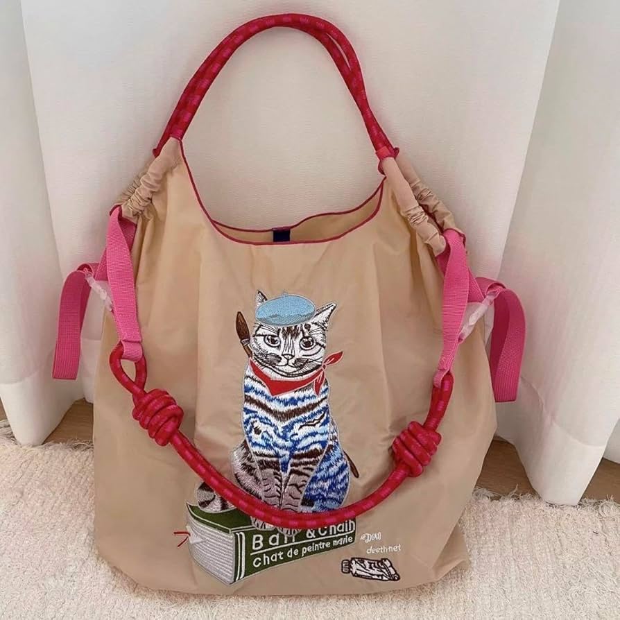 Amazon.co.jp: ボールアンドチェーン 韓国 エコバッグ 刺繍 Mサイズ