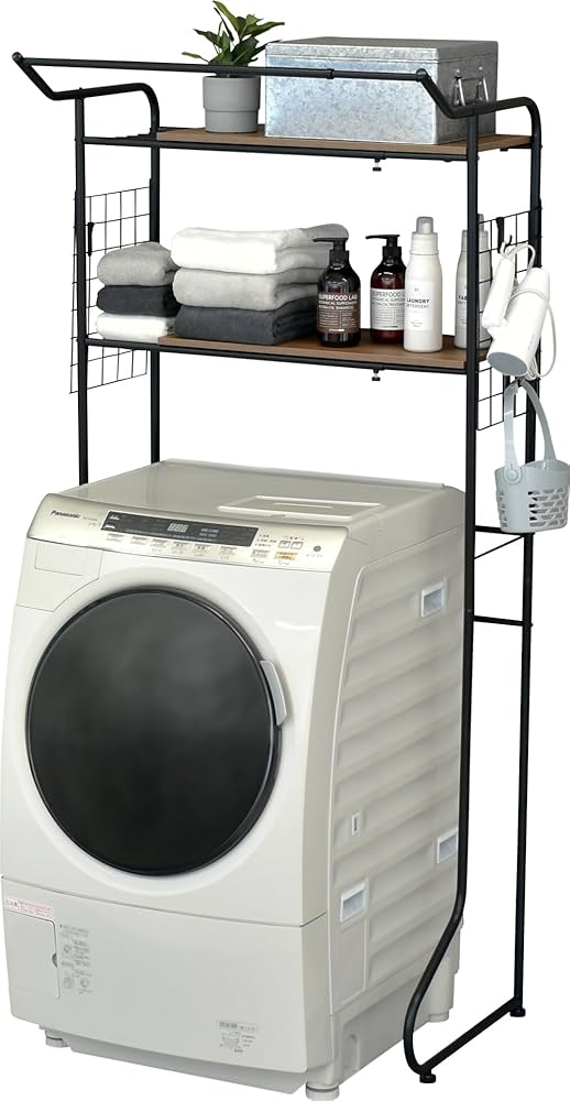 Amazon｜ekans(エカンズ) 棚付きランドリーラック 棚2段 (ブラック