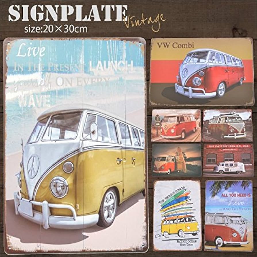 Amazon.co.jp: ブリキ看板ワーゲンバス VW レトロ van-1-016
