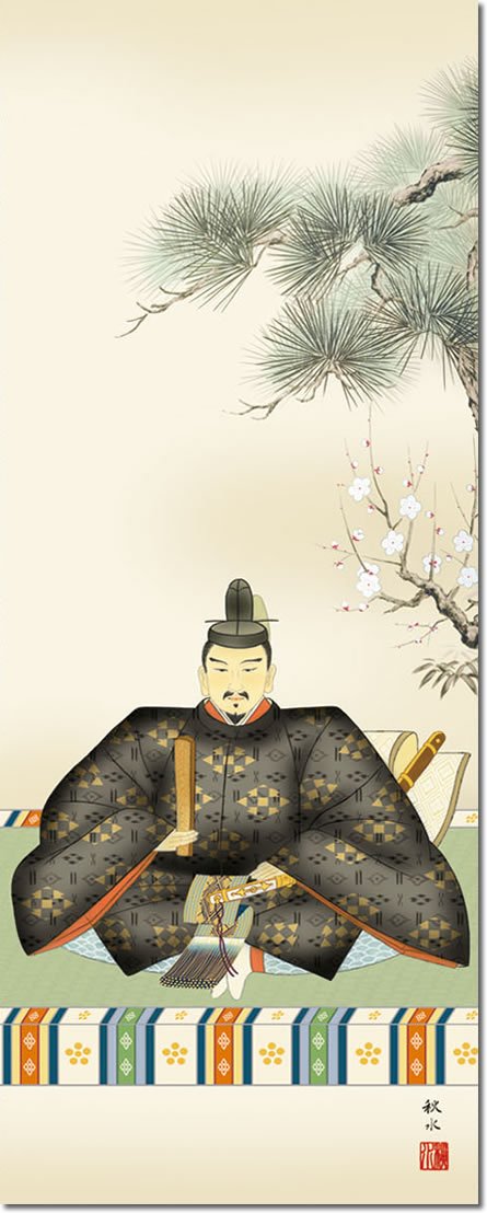 Amazon.co.jp: 天神様掛軸-天神/浮田秋水(尺三)1MC4-037 床の間 和室