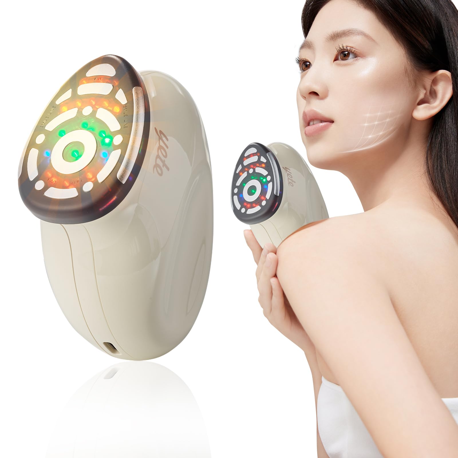 Amazon.co.jp: yete 美顔器 EMS美顔器 高周波美顔器 1台多役 4色LED 光