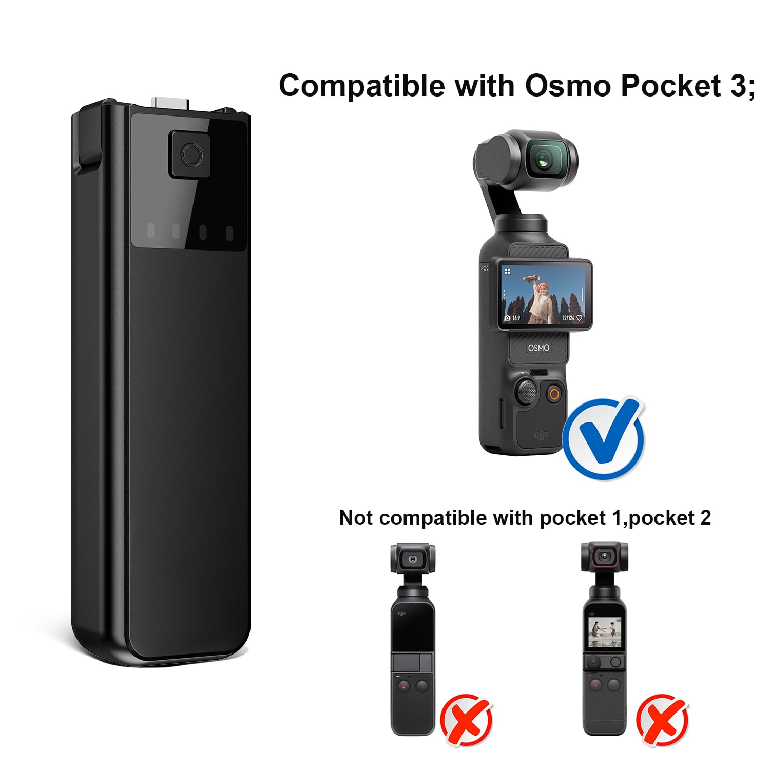 Amazon | NBZZ Osmo Pocket 3 バッテリーハンドルグリップ、DJI Osmo