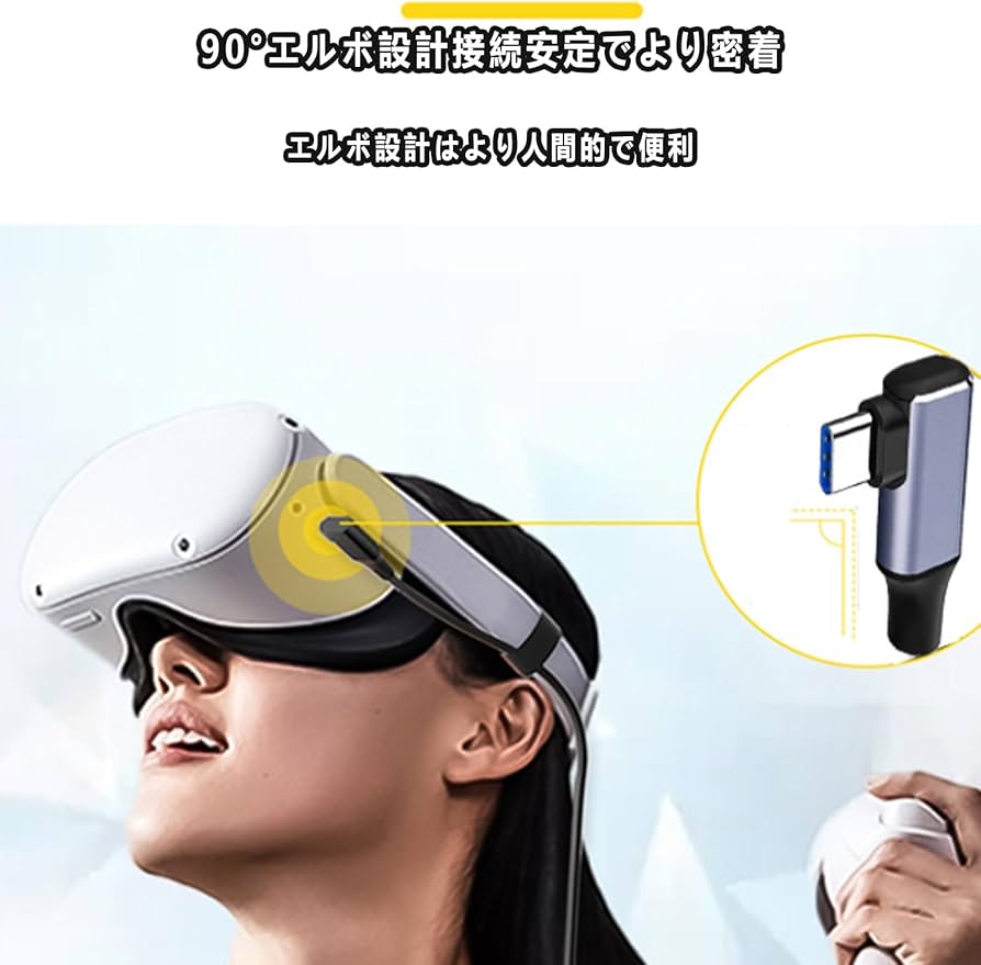 Amazon.co.jp: リンクケーブル 3M Quest 3/Quest 2/O4対応 L字型5Gbps