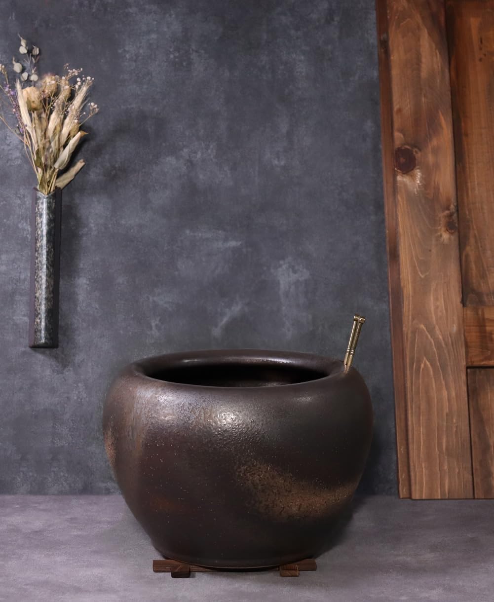 Amazon.co.jp: まるいち本店 信楽焼 10号砂釉金彩火鉢セット（火箸