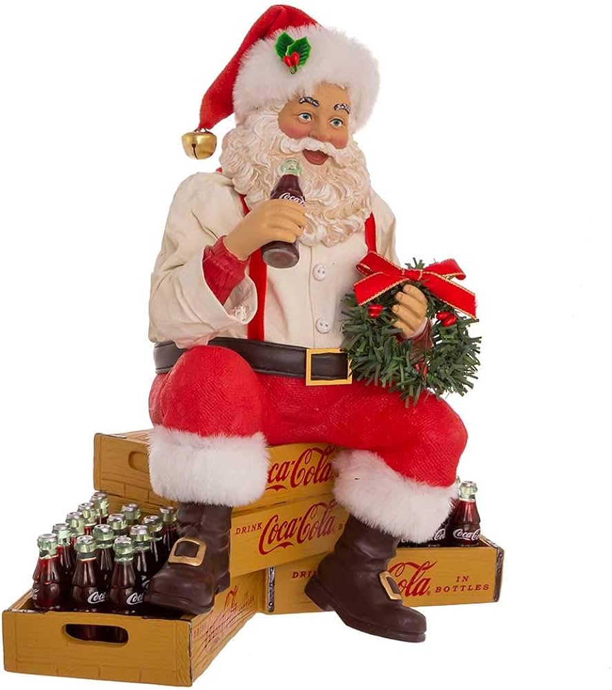 Amazon.com: Coca-Cola 9-Inch Santa Sitting on Crates : Home & Kitchen