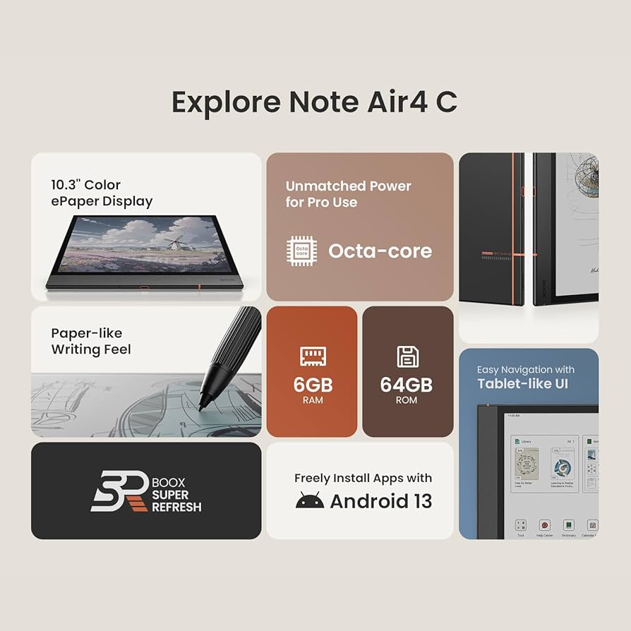 Amazon.com : BOOX Tablet Note Air 4 C E Ink Tablet Color ePaper