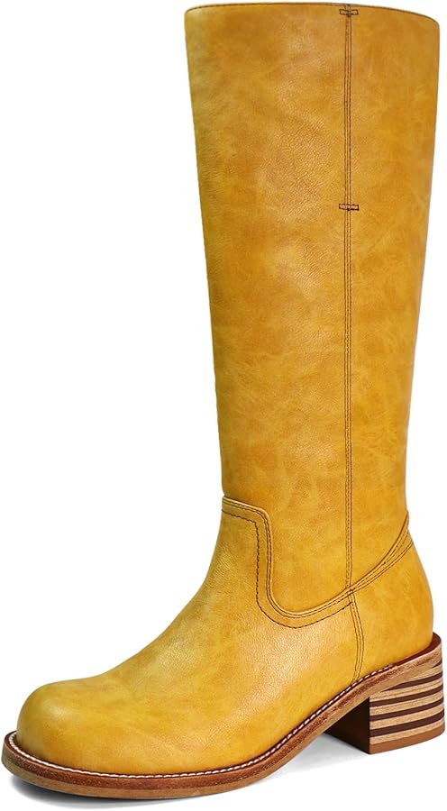 Amazon.com | VBDB Knee High Boots for Women Square Toe Chunky