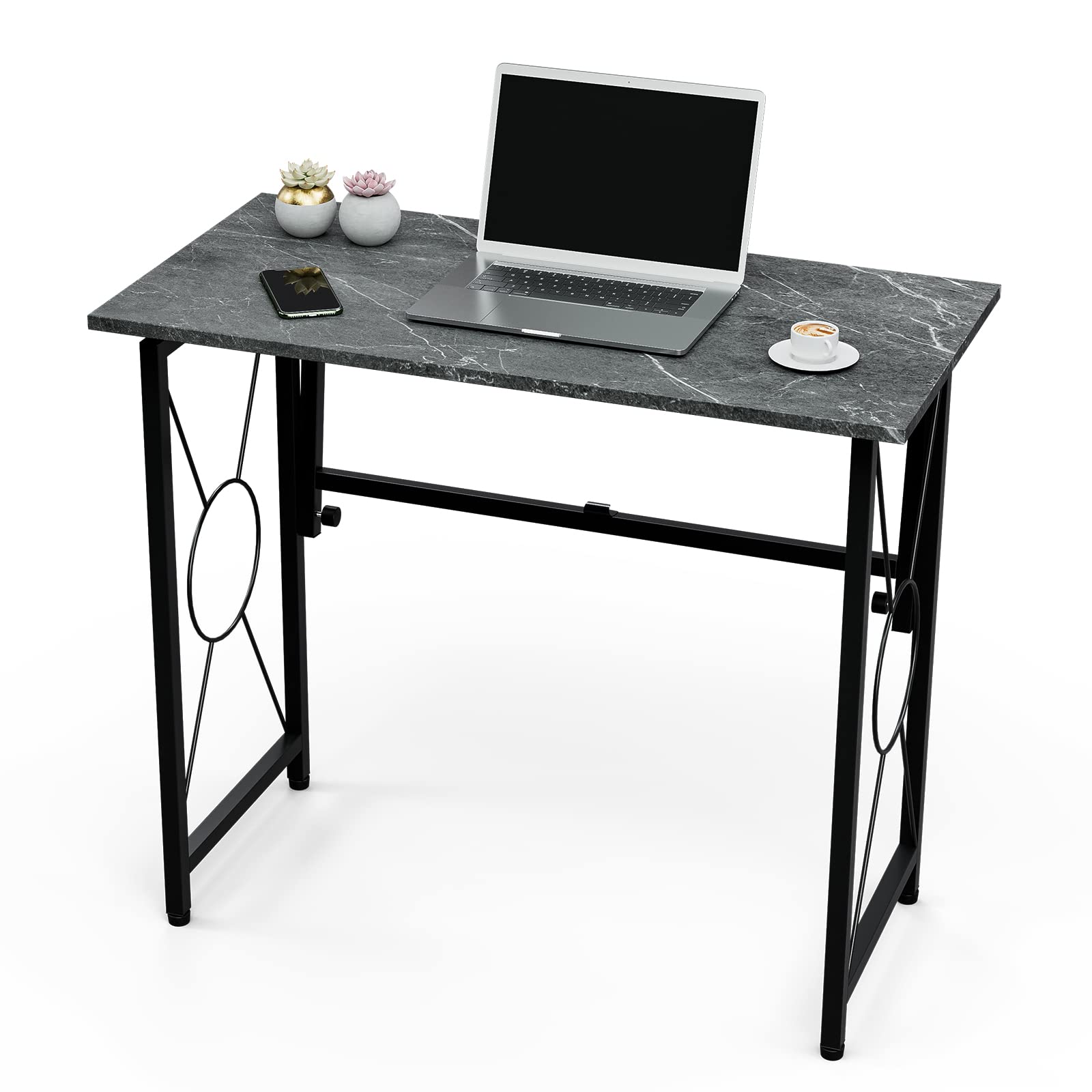 Amazon | FryLR 折りたたみデスク 大理石柄 組み立て不要 80*40*70CM