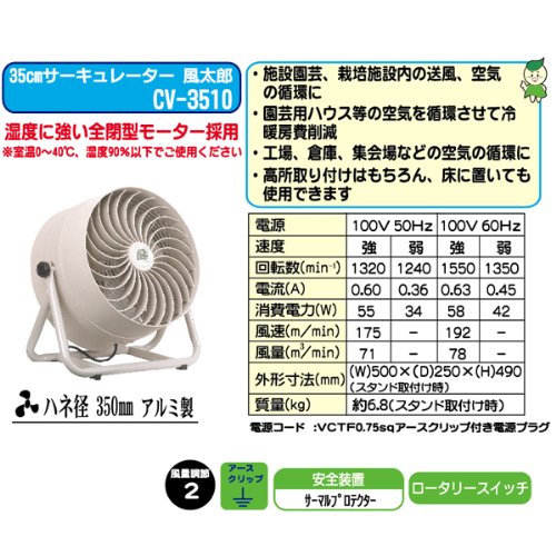 Amazon.co.jp: ナカトミ 35cm サーキュレーター 風太郎 CV-3510